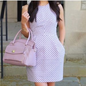 CLUB MONACO WHITE PINK JACQUARD CROSS BACK DRESS
